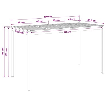 vidaXL Τραπέζι μπαρ κήπου NAARDEN Λευκό και Μαύρο 180x88,5x105 εκ 1 τεμ.