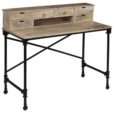 vidaXL Σεκρετέρ 110x50x96cm από Μασίφ Ξύλο Μάνγκο Ατσάλι 1 τεμ.