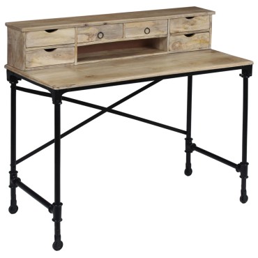 vidaXL Σεκρετέρ 110x50x96cm από Μασίφ Ξύλο Μάνγκο Ατσάλι 1 τεμ.