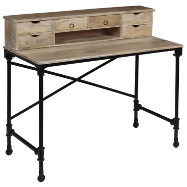 vidaXL Σεκρετέρ 110x50x96cm από Μασίφ Ξύλο Μάνγκο Ατσάλι 1 τεμ.