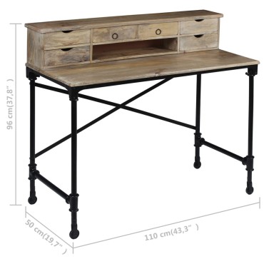 vidaXL Σεκρετέρ 110x50x96cm από Μασίφ Ξύλο Μάνγκο Ατσάλι 1 τεμ.