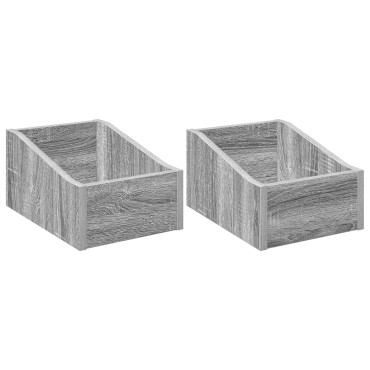 vidaXL Κουτί LP 2 τμχ. Γκρι Sonoma 23 x 33 x 16 εκ. Επεξεργασμένο Ξύλο