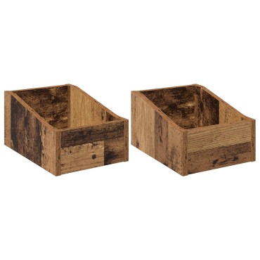 vidaXL Κουτί LP 2 τμχ. Παλαιωμένο ξύλο 23 x 33 x 16 εκ.