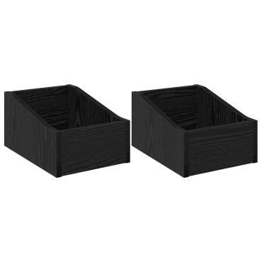 vidaXL Κουτί LP 2 τμχ. Μαύρη Δρυς 23 x 33 x 16 εκ. Επεξεργασμένο Ξύλο