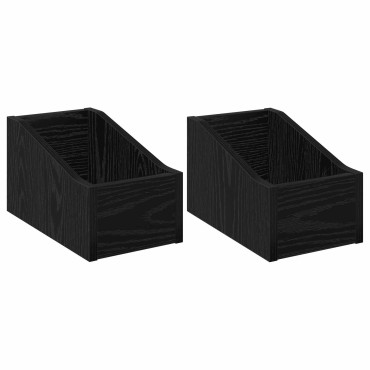 vidaXL Κουτί LP 2 τμχ. Μαύρη Δρυς 18 x 32 x 18 εκ. Επεξεργασμένο Ξύλο