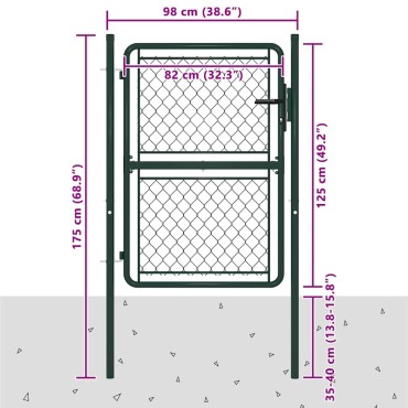 vidaXL Πόρτα Κήπου Πράσινη Ατσάλινη 100x125 εκ.