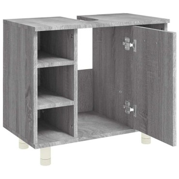 vidaXL Ντουλάπι Μπάνιου Γκρι Sonoma 60x32x53,5cm Επεξεργασμένο Ξύλο 1 τεμ.