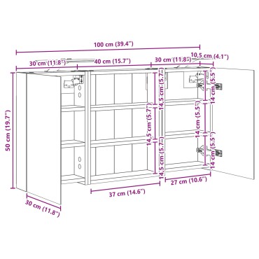 vidaXL Σετ Ντουλαπιών Μπάνιου 3 τεμ. 100x10,5x50 εκ