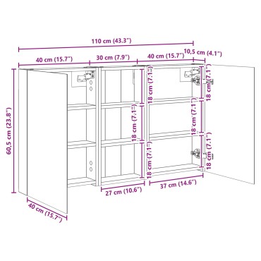 vidaXL Σετ Ντουλαπιών Μπάνιου 3 τεμ. 110x10,5x60,5 εκ