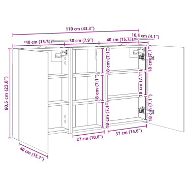 vidaXL Σετ Ντουλαπιών Μπάνιου 3 τεμ. 110x10,5x60,5 εκ