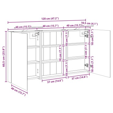 vidaXL Σετ Ντουλαπιών Μπάνιου 3 τεμ. 120x10,5x60,5 εκ