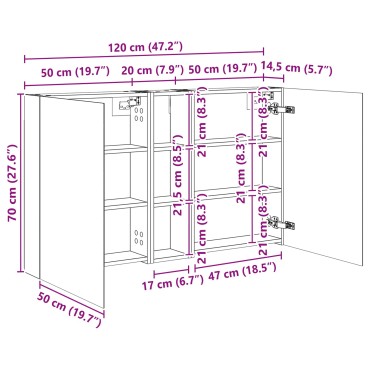 vidaXL Σετ Ντουλαπιών Μπάνιου 3 τεμ. 120x14,5x70 εκ