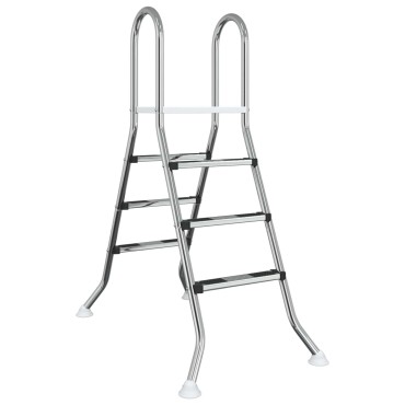vidaXL Σκάλα πισίνας πάνω από το έδαφος 100 cm 3-Step Ασημί