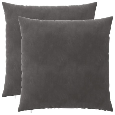 vidaXL Κάλυμμα Μαξιλαριού 2 pcs HEERLEN Σκούρο Γκρι 80 x 80 cm Βελούδο