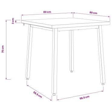 vidaXL 80x80x75cm Στερεό Ξύλο Ακακίας Λευκό και Μαύρο τετράγωνο