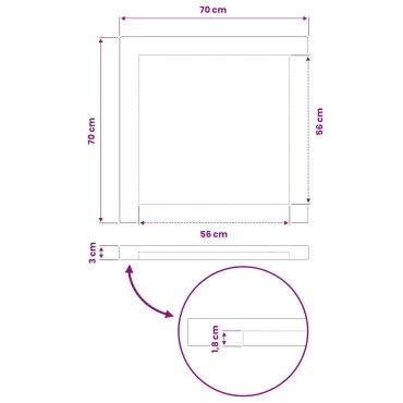 vidaXL Ορθογώνια Επιφάνεια Τραπεζιού 70x70x3cm τετράγωνο 1 τεμ.