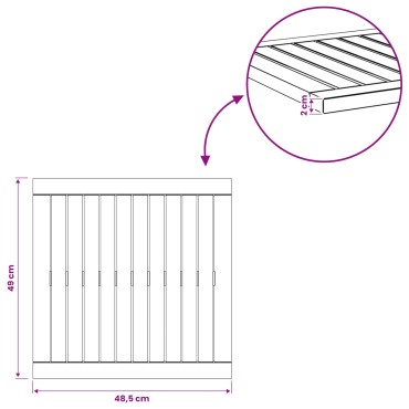 vidaXL Καπάκι τραπεζιού 48,5x49x2cm Ορθογώνιος Φυσικό