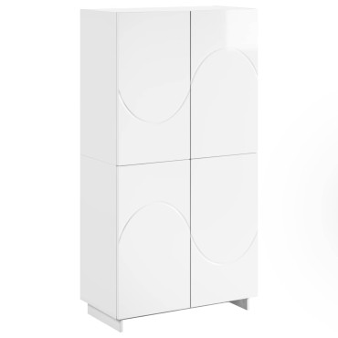 vidaXL Ψηλός μπουφές Γυαλιστερό Λευκό 79x41x151cm 1 τεμ.