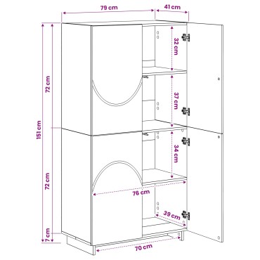 vidaXL Ψηλός μπουφές Καπνισμένο Ξύλο Δρυός 79x41x151cm 1 τεμ.