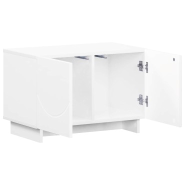 vidaXL Βάση TV 60x34.5x40cm Γυαλιστερό Λευκό Επεξεργασμένο Ξύλο