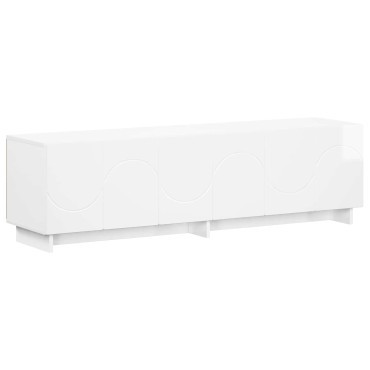 vidaXL Βάση TV 140x34.5x40cm Γυαλιστερό Λευκό Επεξεργασμένο Ξύλο