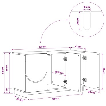 vidaXL Έπιπλο μπάνιου Καπνισμένο Ξύλο Δρυός 101x41x58cm 1 τεμ.
