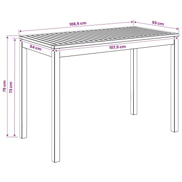 vidaXL Τραπέζι δείπνου κήπου Φυσικό 108,5x55x75 εκ 1 τεμ.