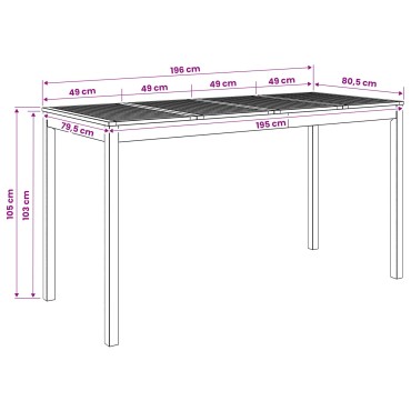 vidaXL Τραπέζι μπαρ κήπου Λευκό 196x80,5x105 εκ 1 τεμ.