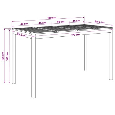 vidaXL Τραπέζι μπαρ κήπου Λευκό 180x88,5x105 εκ 1 τεμ.