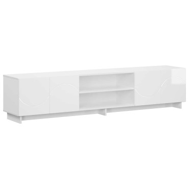 vidaXL Βάση TV 180x34,5x40cm Γυαλιστερό Λευκό Επεξεργασμένο Ξύλο