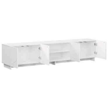 vidaXL Βάση TV 180x34,5x40cm Γυαλιστερό Λευκό Επεξεργασμένο Ξύλο