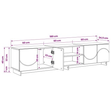 vidaXL Βάση TV 180x34,5x40cm Γυαλιστερό Λευκό Επεξεργασμένο Ξύλο