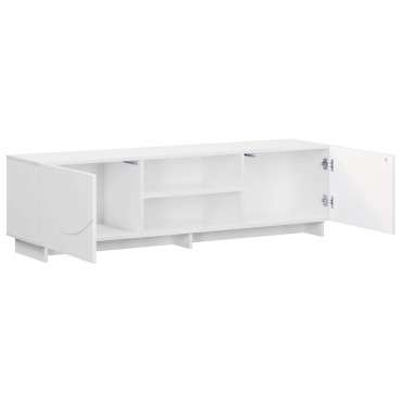 vidaXL Βάση TV 140x34.5x40cm Γυαλιστερό Λευκό Επεξεργασμένο Ξύλο