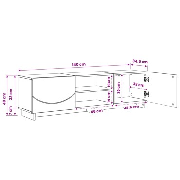 vidaXL Βάση TV 140x34.5x40cm Γυαλιστερό Λευκό Επεξεργασμένο Ξύλο