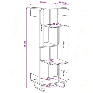vidaXL Ψηλός μπουφές Καπνισμένο Ξύλο Δρυός 60x37.5x144cm 1 τεμ.
