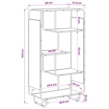 vidaXL Ψηλός μπουφές Γκρι Sonoma 80x37.5x144cm Επεξεργασμένο Ξύλο 1 τεμ.