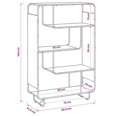 vidaXL Ψηλός μπουφές Γκρι Sonoma 93.5x37.5x144cm 1 τεμ.