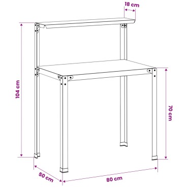 vidaXL Τραπέζι φύτευσης 80 x 50 x 104 cm Ανοξείδωτο Ατσάλι Ασημί