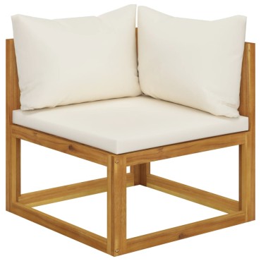 3057657 vidaXL 5 Piece Garden Lounge Set with Cushion Cream Solid Acacia Wood  (311857+311859+311863)