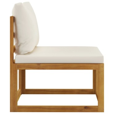 3057658 vidaXL 4 Piece Garden Lounge Set with Cushion Cream Solid Acacia Wood  (311855+311863)
