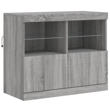 vidaXL Μπουφές με LED Γκρι Sonoma 202x37x67cm 1 τεμ.