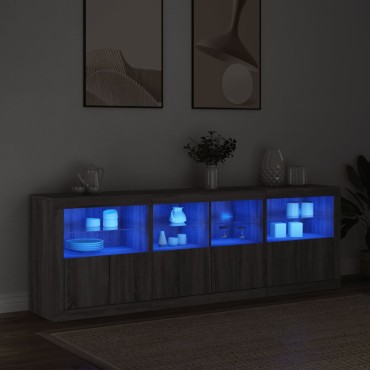 vidaXL Μπουφές με LED Γκρι Sonoma 202x37x67cm 1 τεμ.