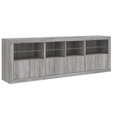 vidaXL Μπουφές με LED Γκρι Sonoma 202x37x67cm 1 τεμ.