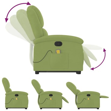 vidaXL Πολυθρόνα Μασάζ Ανακλινόμενη με Ανύψωση Πράσινο Βελούδινη 71x86,5x99,5cm 1 τεμ.