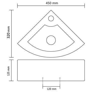 vidaXL Νιπτήρας με Οπή Υπερχείλισης Λευκός 45 x 32 x 12,5 εκ.