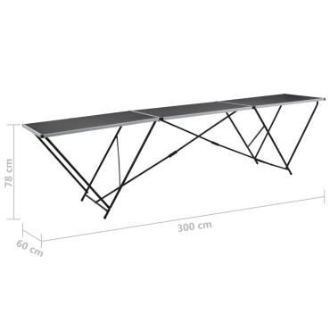 vidaXL Τραπέζι για Κόλληση Ταπετσαρίας 300x60x78cm από MDF/Αλουμίνιο 1 τεμ.