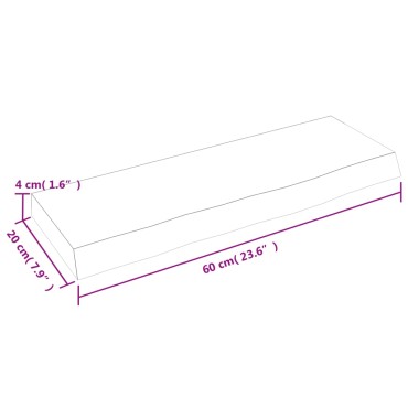 vidaXL Ράφι Τοίχου Ανοιχτό Καφέ 60x20x4cm Επεξεργ. Μασίφ Ξύλο Δρυός 1 τεμ.