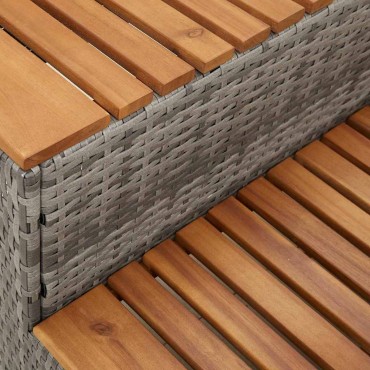 vidaXL Βήμα υδρομασάζ Γκρι 50x50x50,5εκ. Συνθετικό Ρατάν/Μασίφ Ακακίας