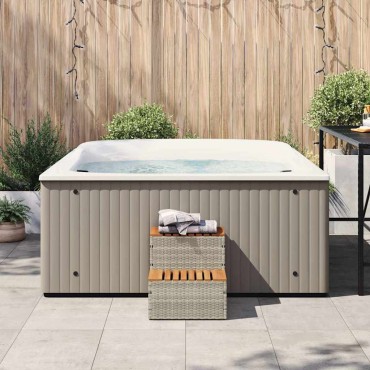 vidaXL Βήμα υδρομασάζ Αν. Γκρι 50x50x50,5εκ. Συνθετικό Ρατάν/Ακακίας
