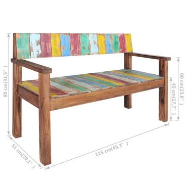 vidaXL Πάγκος από Μασίφ Ανακυκλωμένο Ξύλο 115x51x80cm 1 τεμ.
